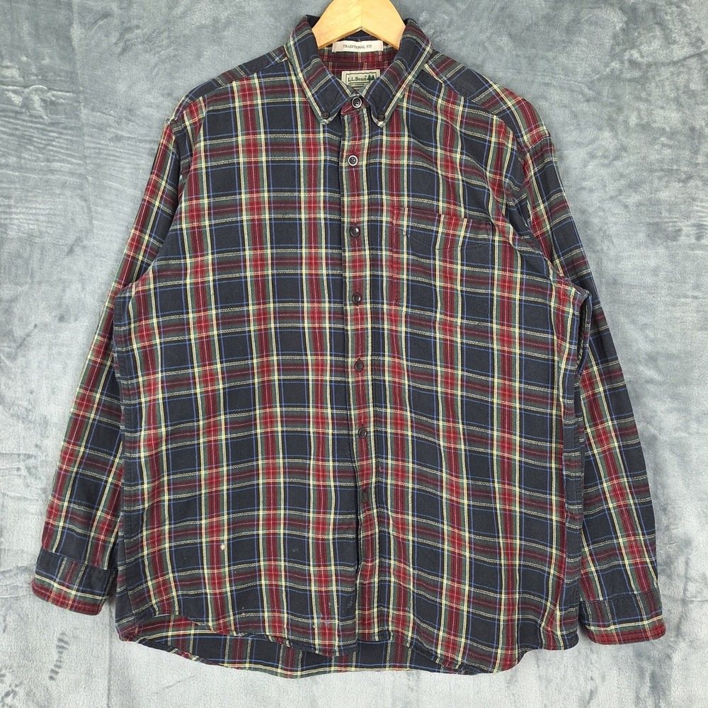 LL Bean Shirt Large Traditional Scotch Plaid‎ Flannel Relaxed Classic Heritage
